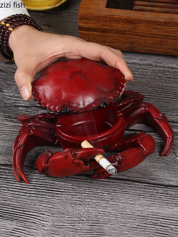 

Red Animal Modeling Resin Ashtray with Lid Creative Gift for Boyfriend Ashtrays Cigarette Accessories Home Decorating Tools T200111