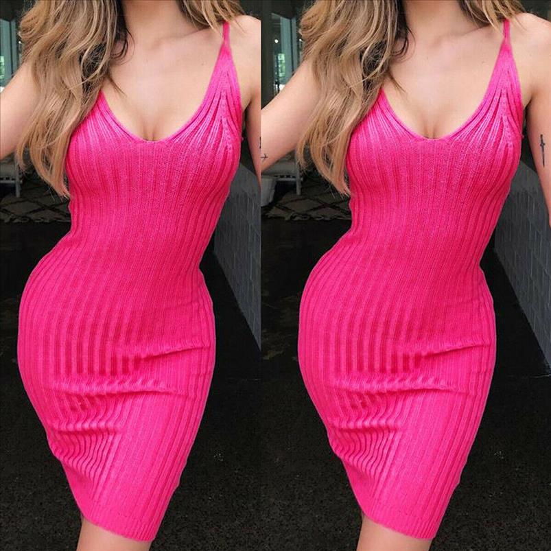Été Sexy Femmes Sangle de Spaghetti Vol Col Victure Noir Rose Rose Mini Crayon Robe Cocktail Party Clubwear Big Taille