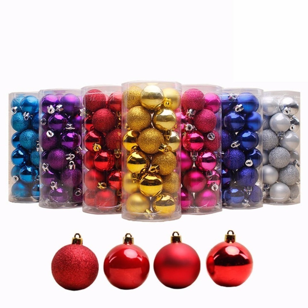 

2021 Tree Hanging Shiny 24PCS/set Ball Baubles Wedding 4~8cm Party Ornament Pendant Christmas Decoration Supplies Navidad new
