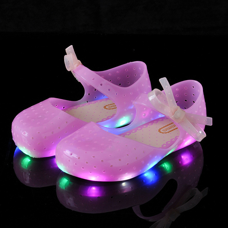 

Sandal Kids Shoes With Ligth Cute Bow Baby Toddler Children Led Light Up Princess Sandals Girls Size 25-30, Led transparent