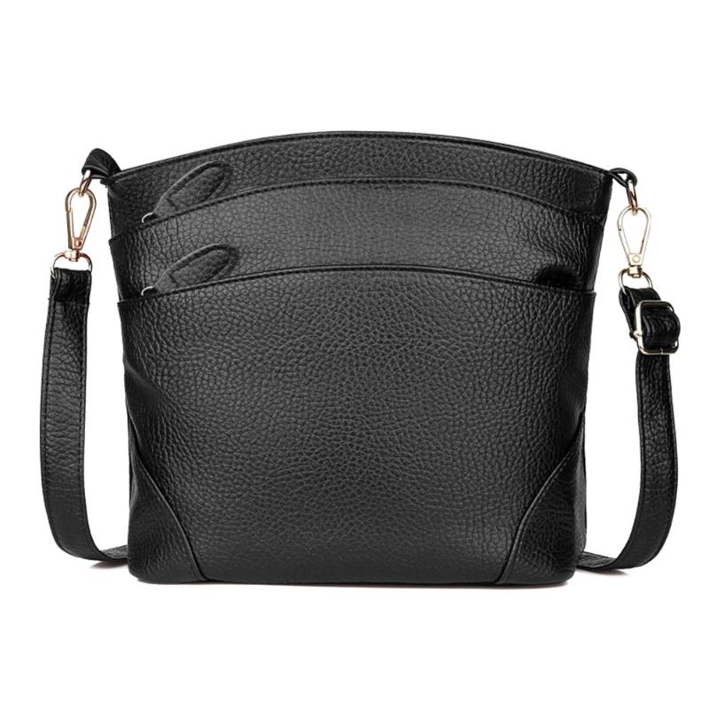 

Simple Casual Shoulder Bag Solid Color Small Messenger Handbags Women PU Leather Crossbody Bags Sac A Dos Bolsas Feminina Mujer, Black