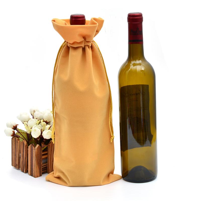

100 Velvet Wine Bottle Wraps 16x36cm Flannel Wine Bottle Cloth Champagne Blind Gift Bags Wedding Party Wholesale