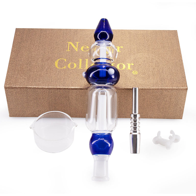 

New Nector Collector Kits Mini Smoking Pipes 10mm 14mm Joint With Titanium Tip Dab Oil Rigs Straw Glass Dish NC Collectors Small Bong
