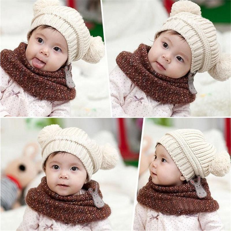 

Cute Baby Kids Girl Boy Dual Balls Warm Winter Knitted Headwear A# dropshipping, Green