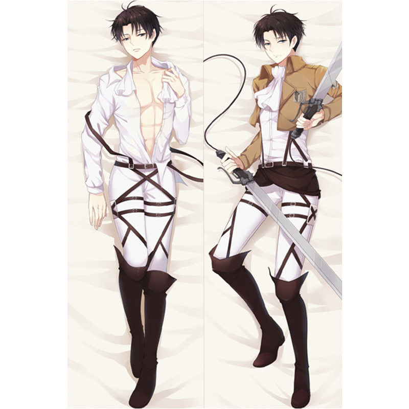 

Anime Shingeki no Kyojin Attack on Titan Eren Jaeger Ackerman Levi Rival Dakimakura Pillow Cover Hugging Body Pillow Case AK01P 201212, Black