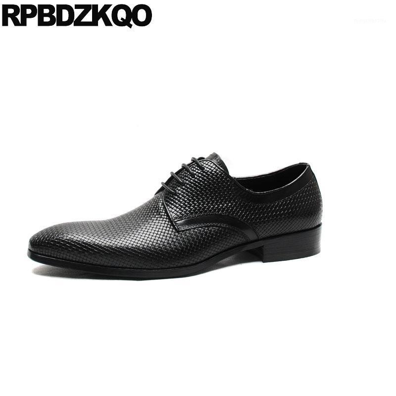 

Brand Black Woven European Derby Italian Real Leather Formal Pointed Toe Oxfords Dress Braided Shoes Runway Business Italy Men1