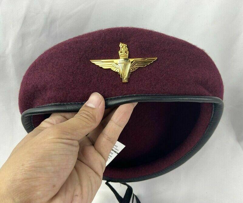 

Parachute Regiment Red Devils WWII UK Army British Golden Badge Maroon Beret HAT CAP, As pic