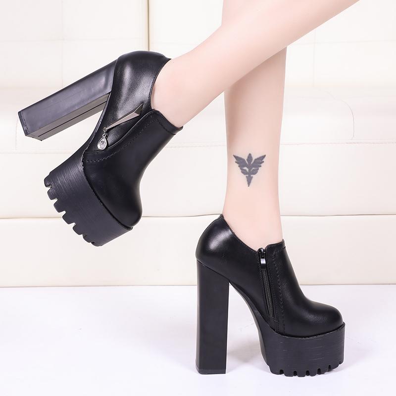 

2020 autumn fashion womens boots pumps sexy thick with waterproof platform 15cm super high heel banquet etiquette women's shoes, Red