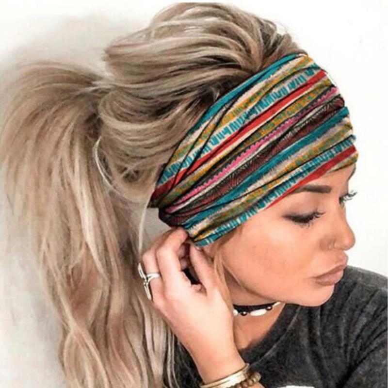 

ohemia BOHO Wide Cotton Stretch Women Headbands Headpiece Head Wrap Turban Headwear Bandana Hair Bands Bandana Fascinator