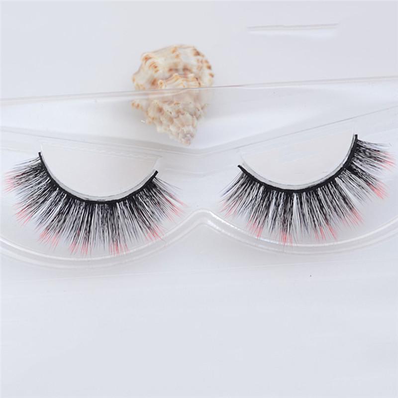 

1Pair Faux Mink Hair Colorful Eyelashes 3D Colorful Gradient Color False Eyelash Extensions For Women Hot Sale