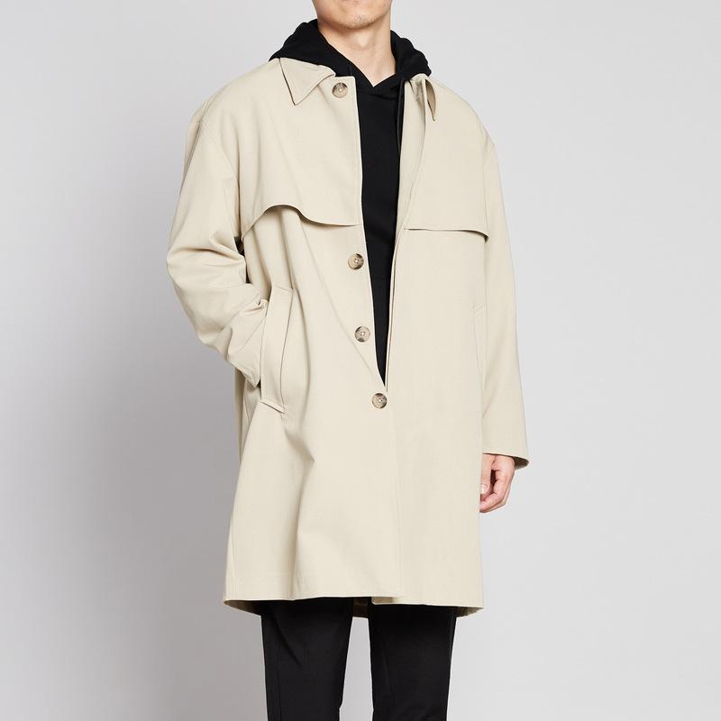 

Men's 2020 fall paragraph dust coat grows in the new men's fashion left shoulder men coat lapels, 8339, Beige