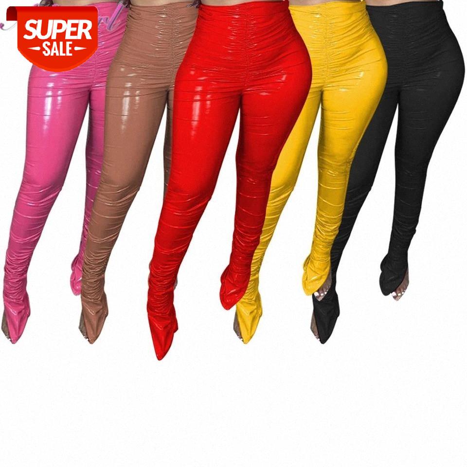 

Women Pu Leather Pants Casual Soild High Waist Fleece Split Bell Bottom Fleece Stacked Pants Winter Leggings Outfit Trousers #Ji1n, Black;white