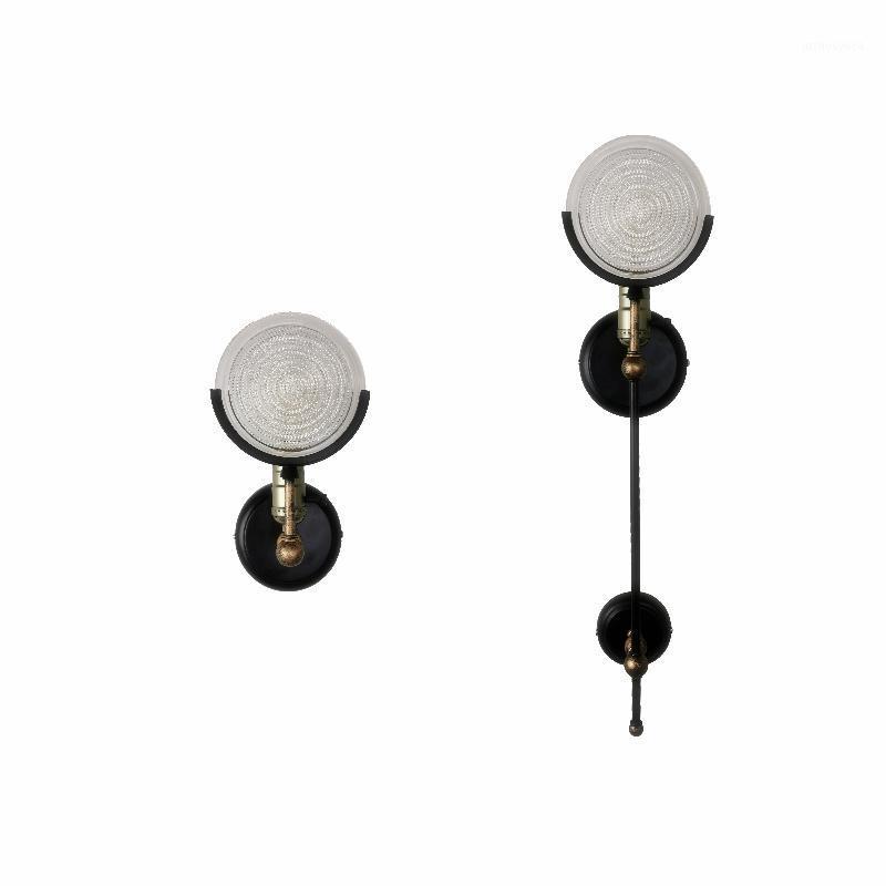 

Free shipping black finished brass polished glass shade 120mm wall lamp fixture room shop bedroom beside light home decoration1