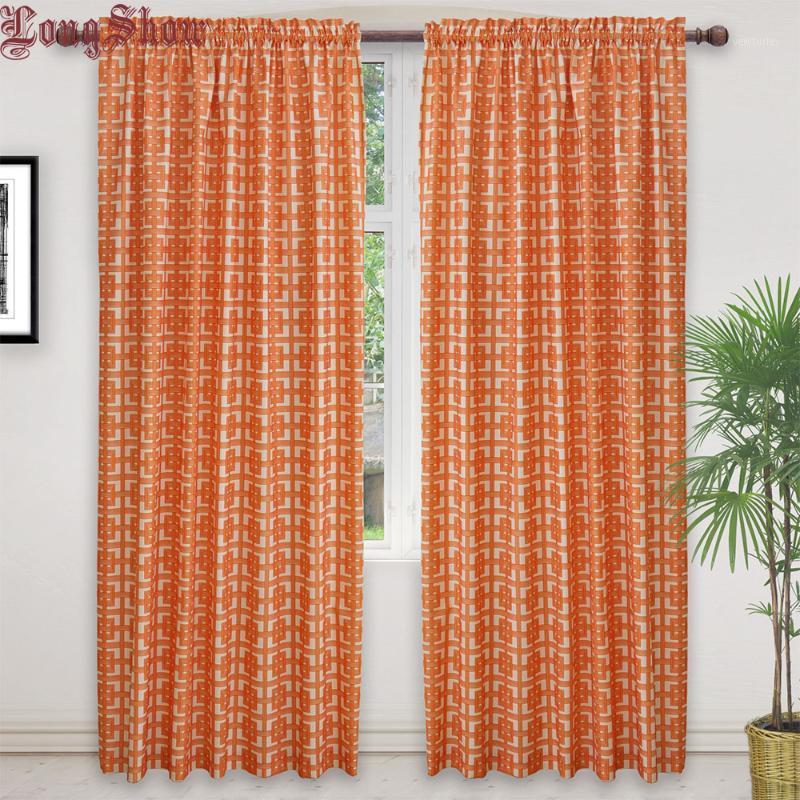 

Modern Orange Geometric Stripes Design Super Smooth Thick Plushed Curtains for Living Room Bedroom Curtain 50x84 Inches1