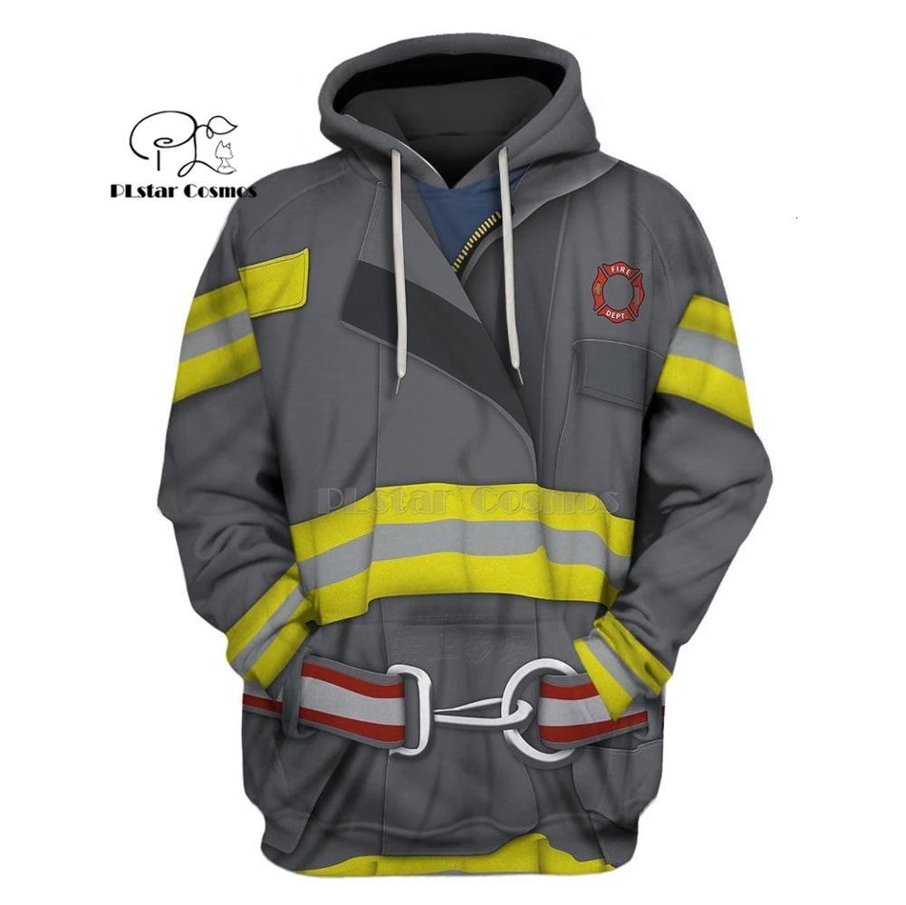 

PLstar Cosmos Firefighter Suit Fireman 3d hoodies/Sweatshirt Winter autumn funny Christmas Halloween cosplay streetwear, Black
