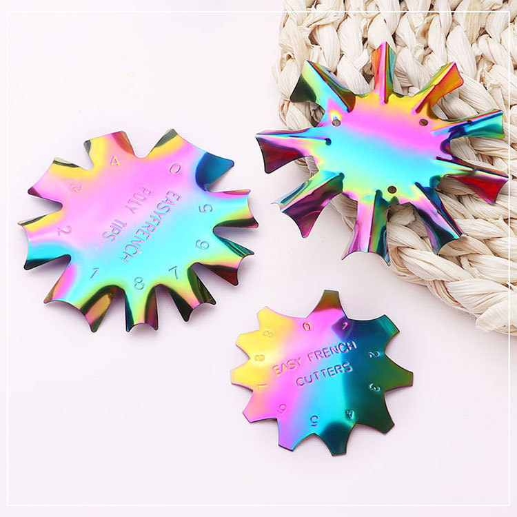 

Colorful Nail Art Manicure French Template Steel Plate Model Easy French Line Edge Crystal Nail Tool