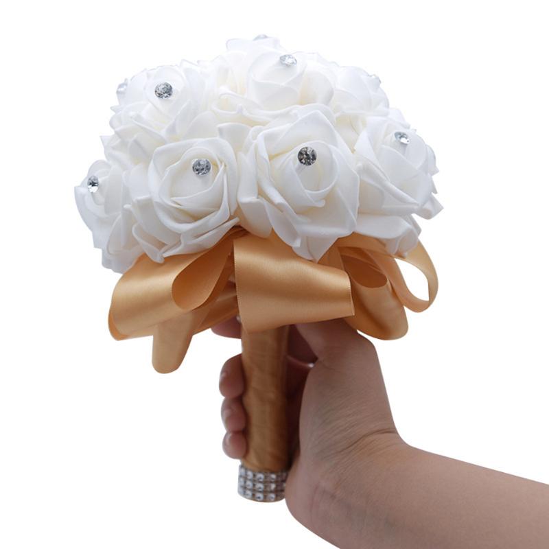 

Ronamtic Artificial Flower Bouquet Wedding Decor Bride Holding Party Bridesmaid Fake Foam Flowers Bridesmaid holding flowers, Blue