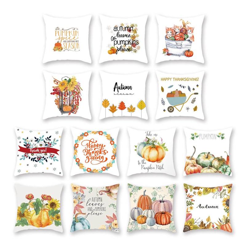 

Thanksgiving Decorative peach skin Sofa Halloween Cover Pillow Case Cute Pumpkin Watercolor Throw Pillow Cover Autumn Harvest