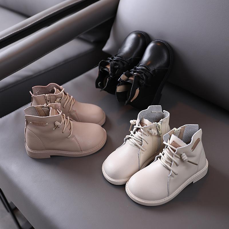 

Kids Shoes 2020 Autumn Girls Boots White Fashion Boys Real Leather Shoe Children Casual Booties SX521, Sx521black