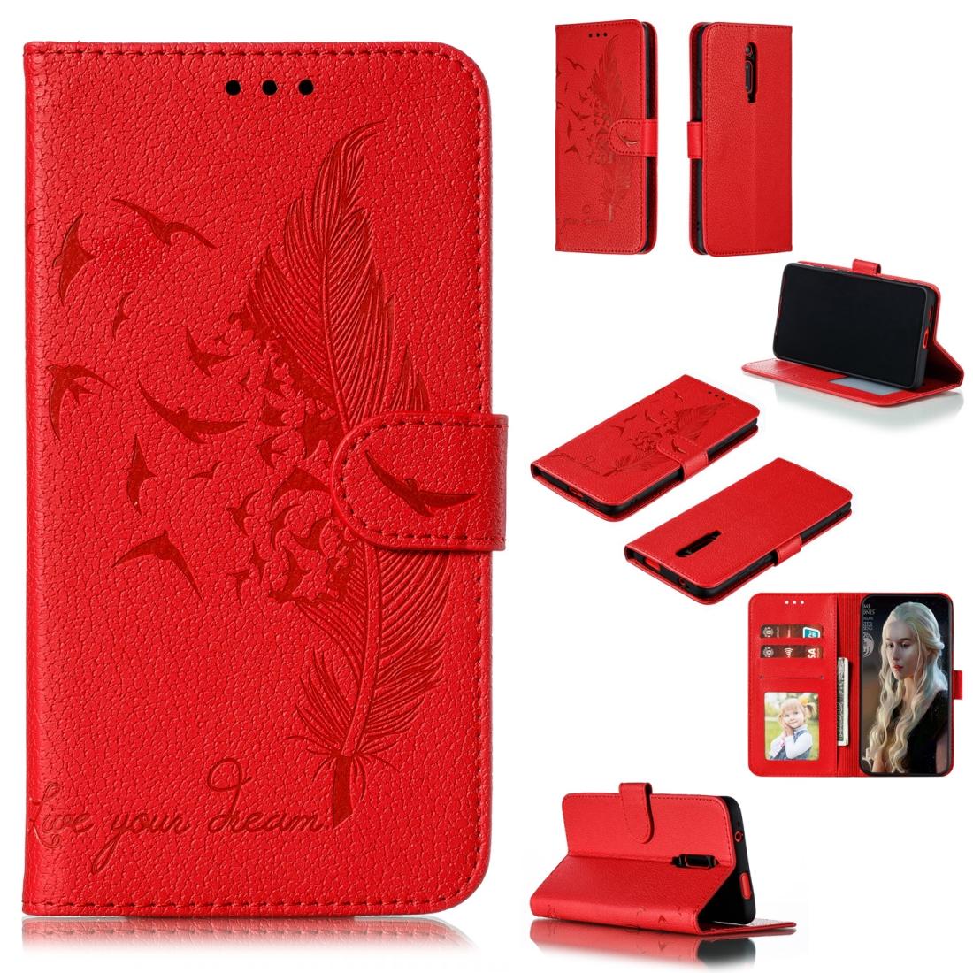 

Feather Pattern Litchi Texture Horizontal Flip Leather Case with Wallet Holder Card Slots For Xiaomi Redmi K20