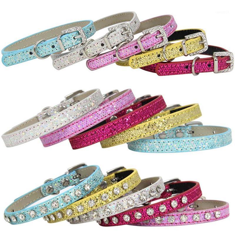 

Colorful Shining Diamond Rhinestone Pet Collar Genuine Leather Neck Strap Safe for Cat Dog Soft Pet Supplies Accessories1