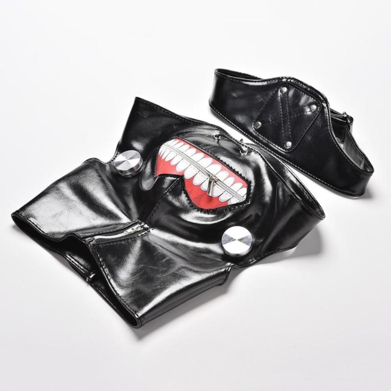 

new Party Cosplay costume Anime Adjustable Zipper Halloween Accessories PU Leather Japanese Blinder Kaneki Ken Tokyo Ghoul Mask