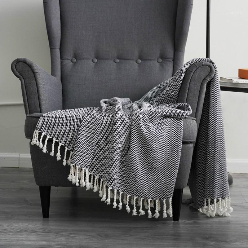 

Cilected Cotton Geometric Tassel Knitted Blanket Nordic Home Sofa Cover Blanket Office Air Conditioning Bed Tail Towel1