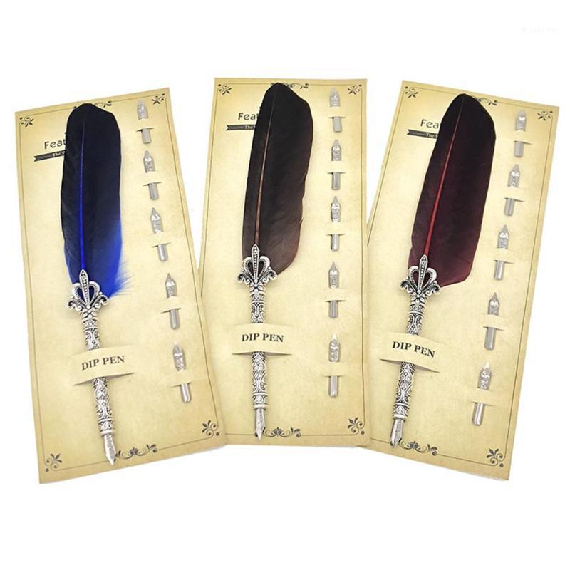 

Smooth Delicate Feather Quill Pen Ink Dip Pen Perfect birthdays Gift (Card Packing) Quill Ideal Christmas gift r251, Red