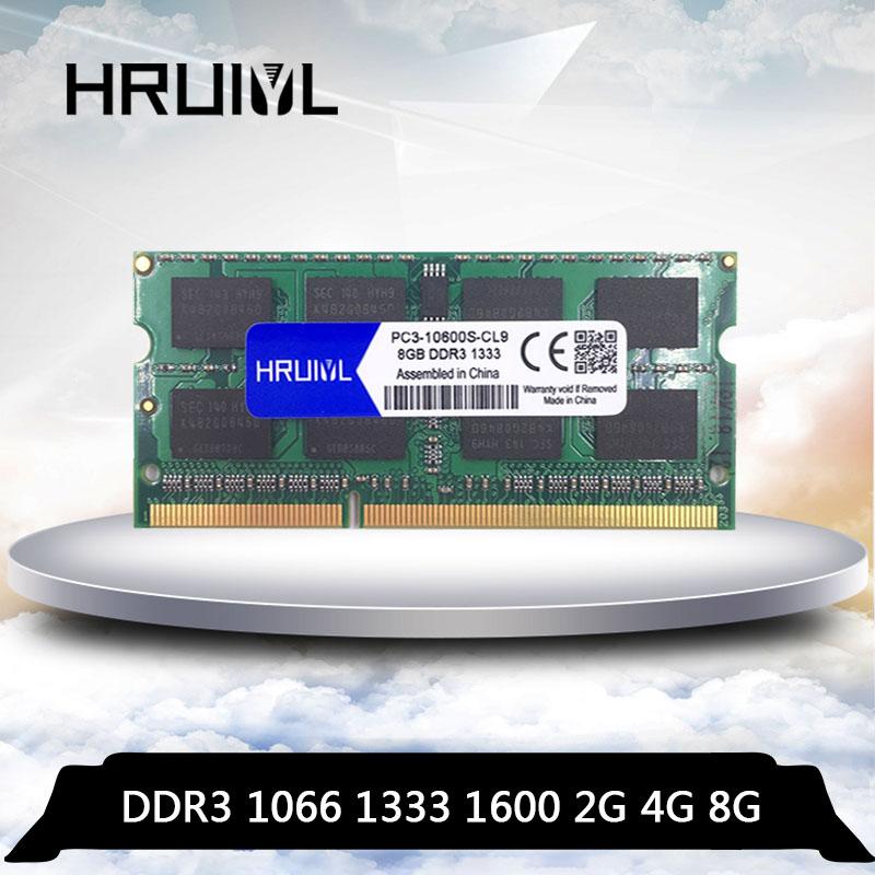 

HRUIYL DDR3 8GB 4GB 2GB 1066MHz 1333MHz 1600MHz DDR3L PC3-8500 PC3-10600 PC3-12800 SODIMM For Laptop Notebook Memory Ram memoria