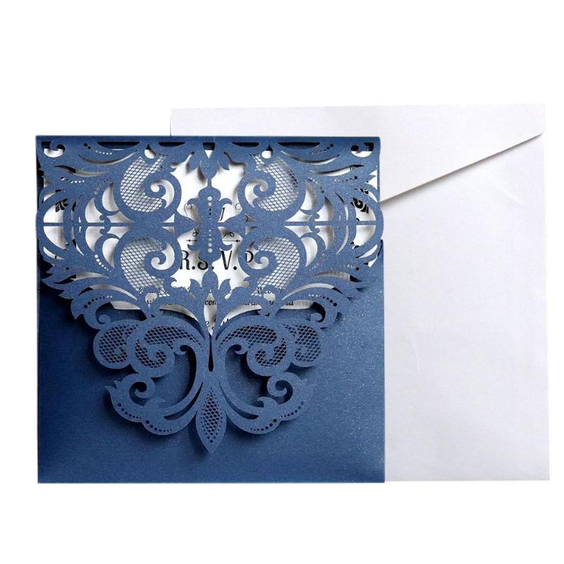 

10PCS European style Lace Wedding Invitations Cards Laser Greeting card Wedding Party Supplies NEW