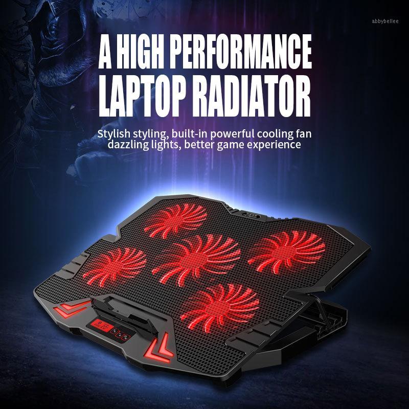 

laptop cooling pad Height Adjustable five fan TWO USB Port LED screen light notebook stand for 12-17inch Gaming Laptop Cooler1
