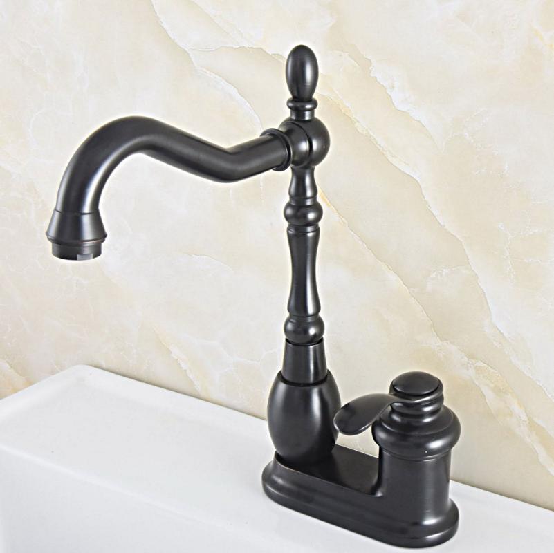 

Black Oil Rubbed Brass Swivel Spout Two Holes Basin Kitchen Bathroom Vanity Sink 4" Centerset Lavatory Faucet Mixer Tap asf831