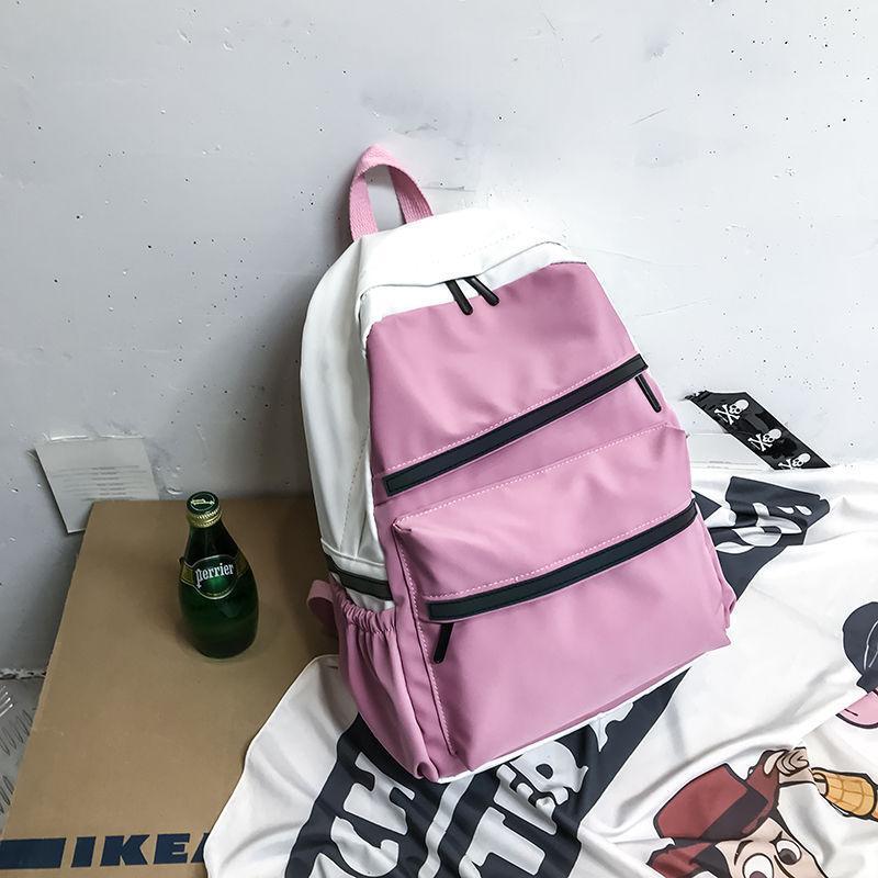 

Teen Boys School Bags Girls Backpacks Women Oxford Panelled Student Schoolbag Teenage Bookbags Lightweight Reflective Design New1, Black