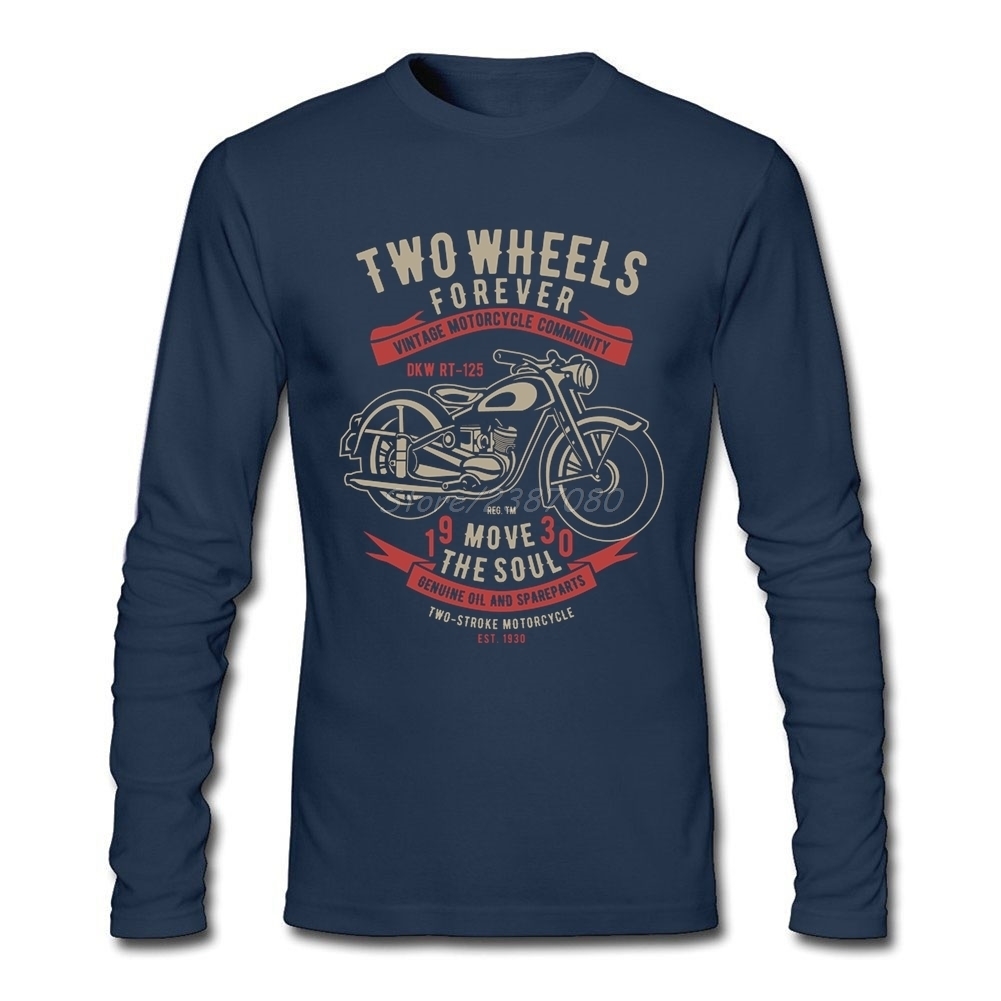 

Two Wheels Move The Soul Vintage Motorcycle T Shirt Long Sleeve Men's T-shirt Pop Brand Cotton Funny T Shirts 201203, Black