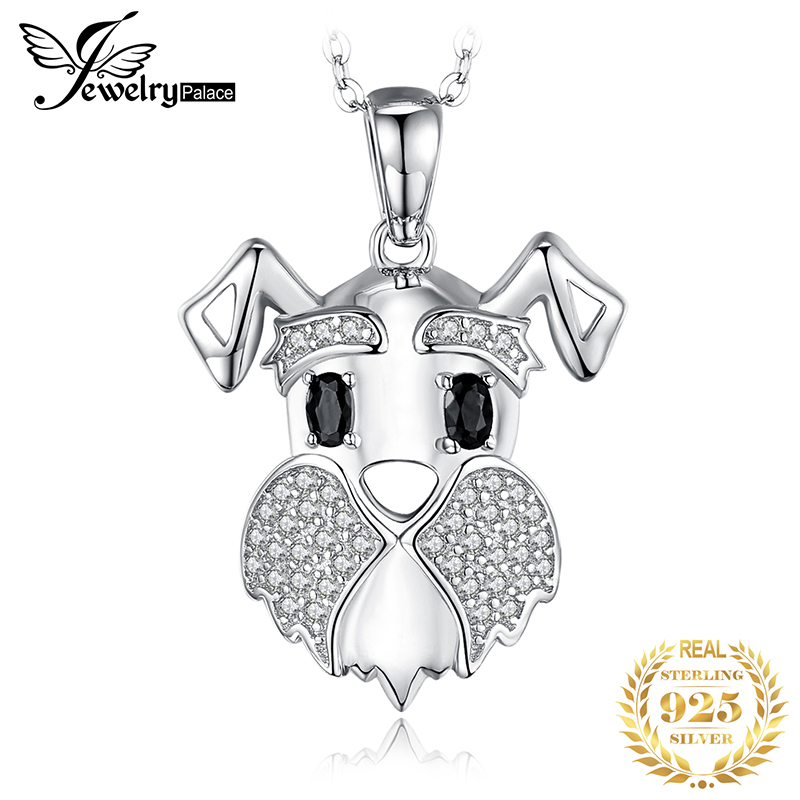

Schnauzer Dog Natural Black Spinel Pendant Necklace 925 Sterling Silver Gemstones Choker Statement Necklace Women Without Chain LJ201009