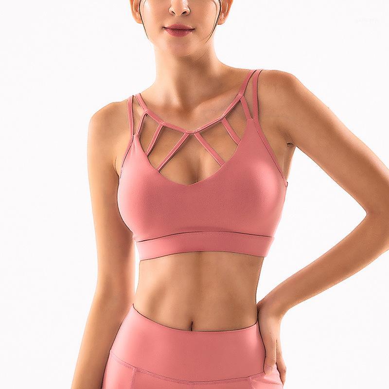 

Women Sports Bra Full Cup Breathable Yoga Top Gym Running Shockproof U-neck Beauty Back High Stretch Underwear Solid Yoga Bra1, Color 03