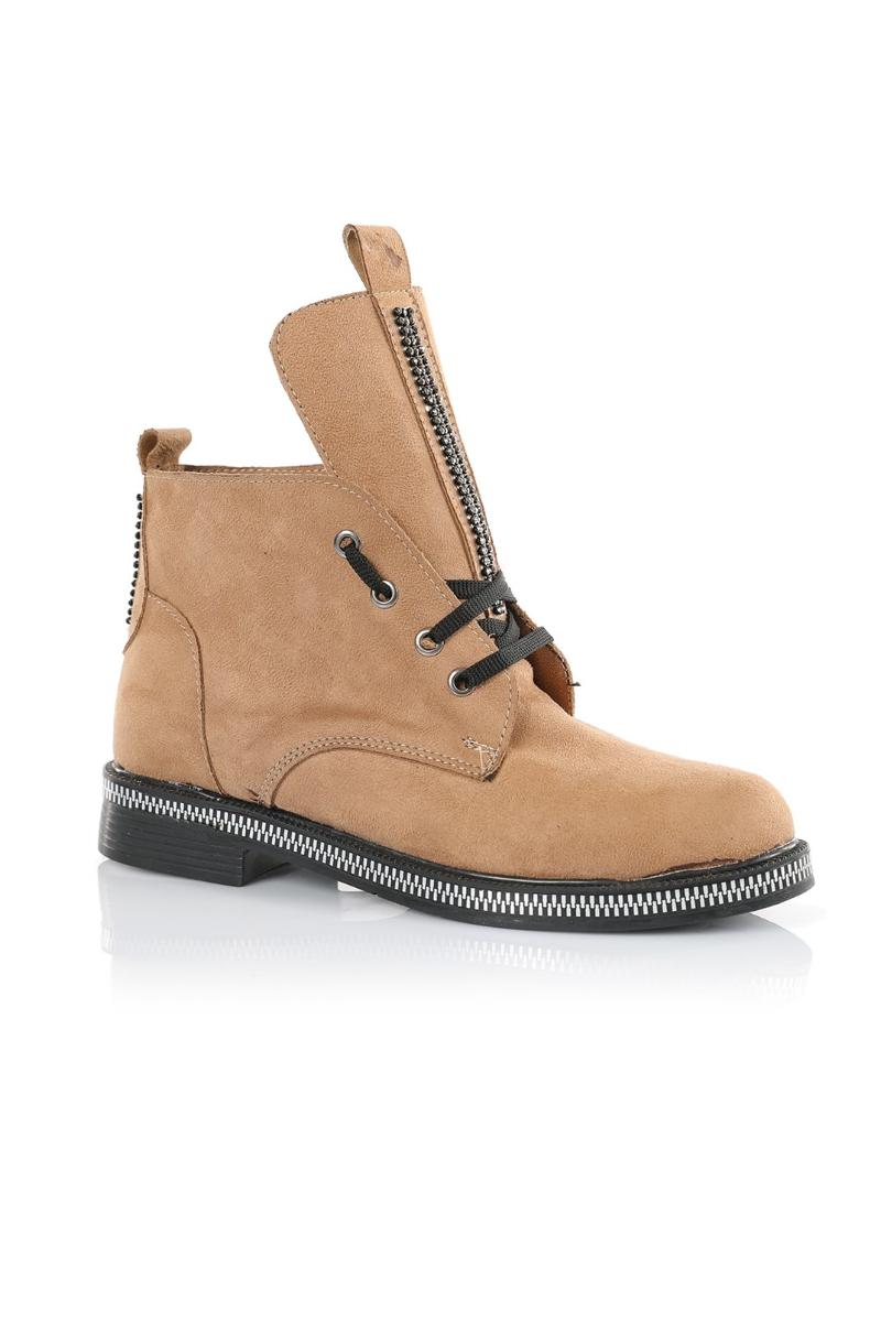 

OBLAVION Barka Non-Slip Sole Lace-Up Boots Women's Boots Reflect to Your Style in Cold Winter Days, Beige