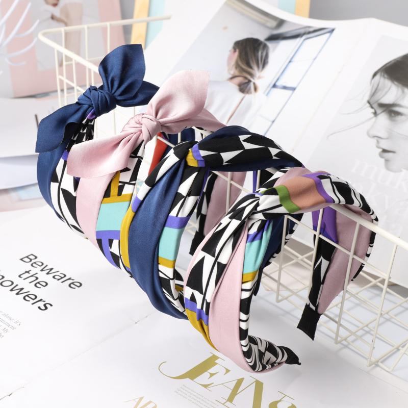 

Korean Floral Printed Dot Hairbands for Women Cross Knot Patchwork Headband Lady Girls Hair Hoop Fashion Bezel Hair Accessories
