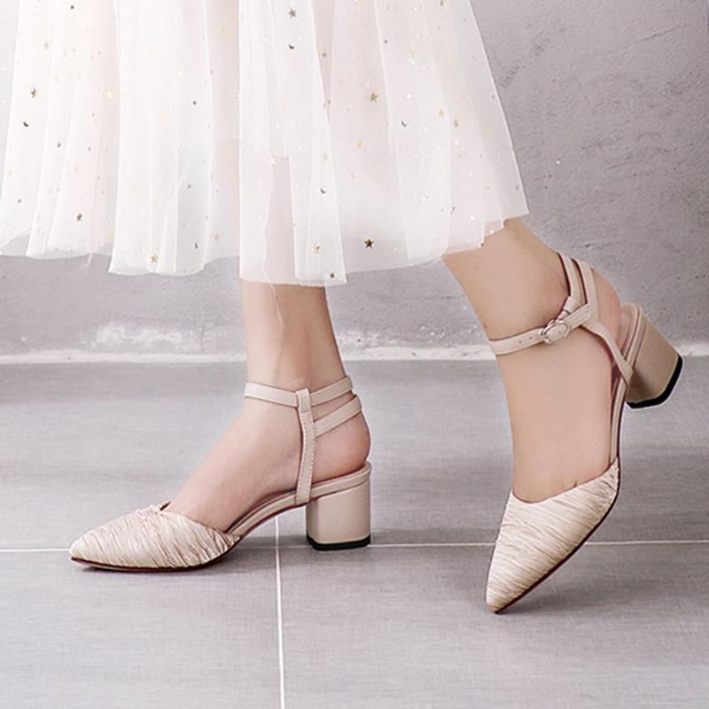 

Outdoor flat heel buckle women pointed shoes sandals summer classic pumps ladies shoes slippers, Khaki