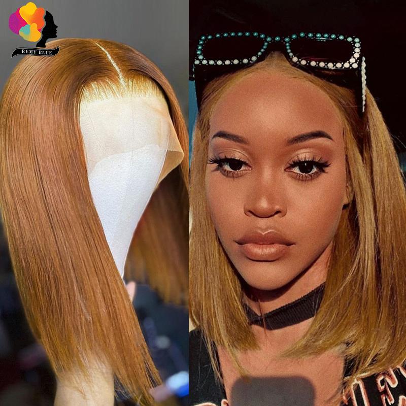 

Remyblue Blonde Short Bob Wig Straight Human Hair Wigs 13X1 Lace Wig Pre-Plucked 150% Brazilian Remy Human Hair Deep Part Wigs, #30