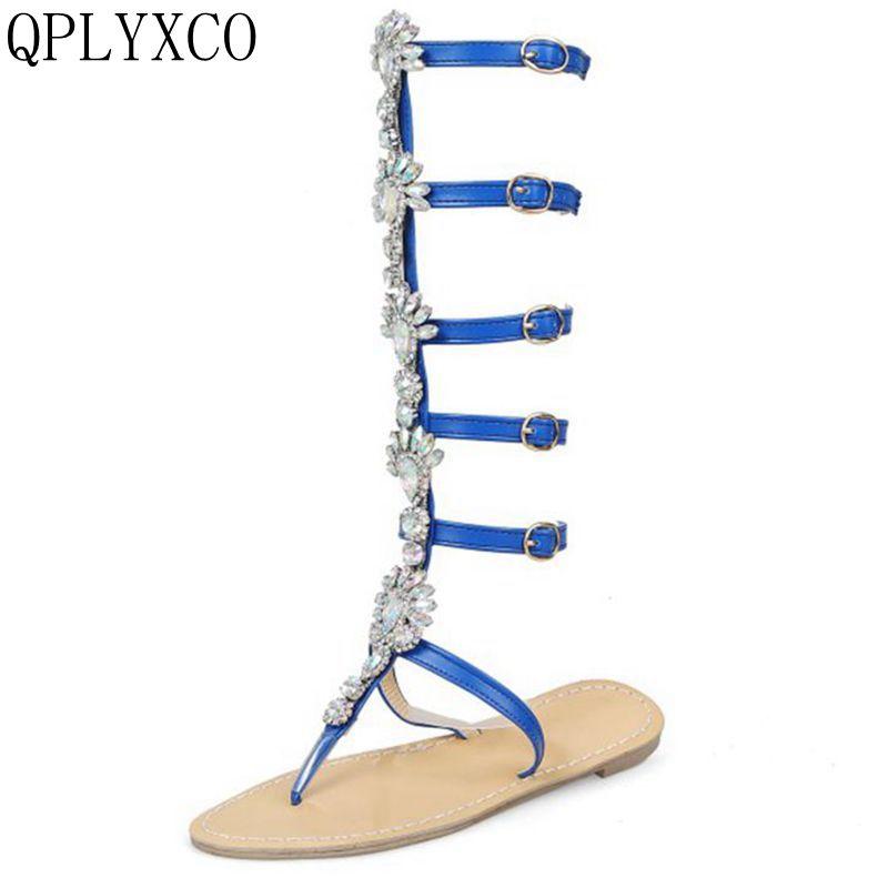

QPLYXCO Sweet fashion Big size 35-50 New Women Summer Sandals platform Party wedding Dress slippers shoes woman footwear 238-1, Blue
