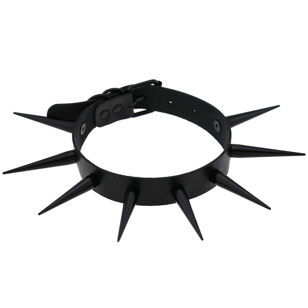 

Big Black Spike Rivet Wild Punk Rock Leather Harness Choker Necklaces Women Gothic Harajaku Statement Party Jewelry Men