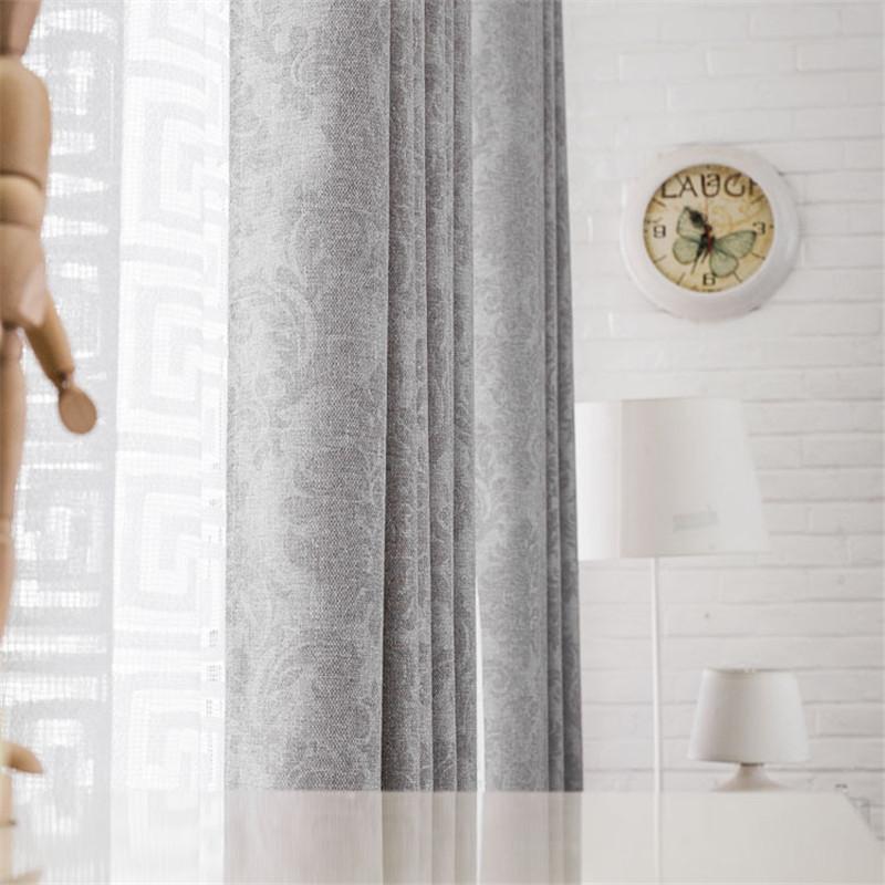 

Gray Thick Blackout Curtains For Living Room Bedroom Modern Linen Curtain Window Treatment Customize, White tulle