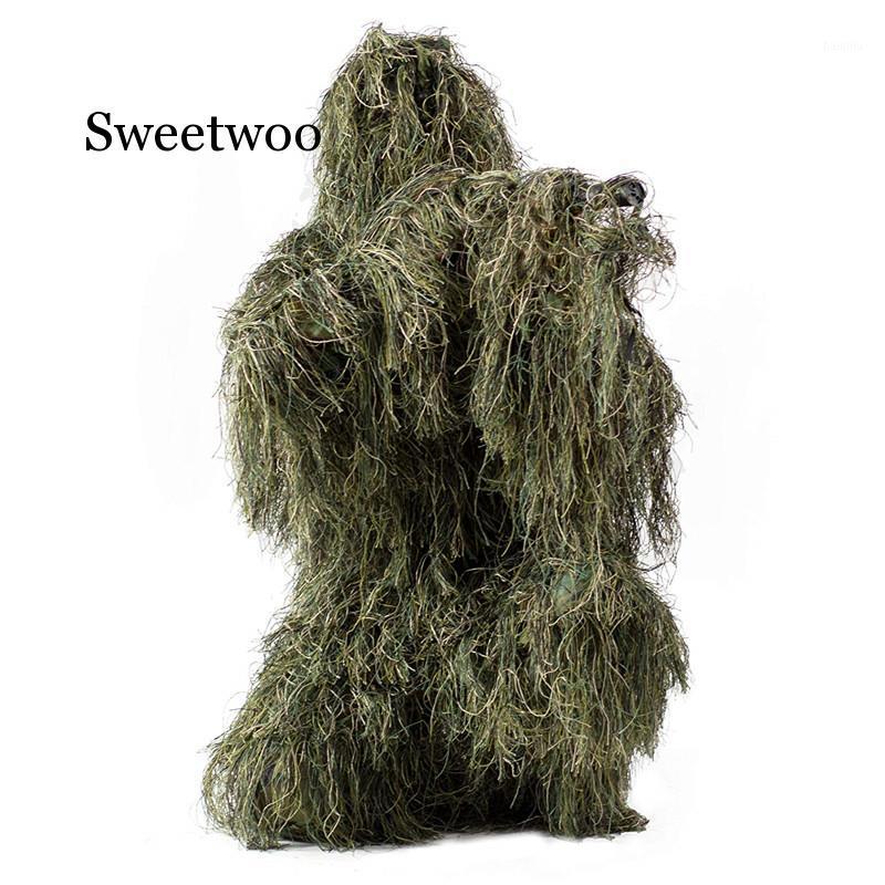 

Hunting Ghillie Suit Camo Woodland Camouflage Forest 3D Tactical Suits Sniper Clothes Hunt Outdoor Costume for Unisex Adults1, Green
