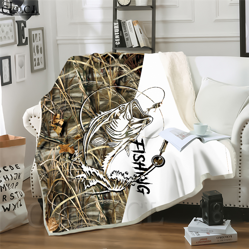

CLOOCL Animal Fishing 3D Print Harajuku Air Conditioning Blanket Sofa Teens Bedding Throw Blankets Plush Quilt