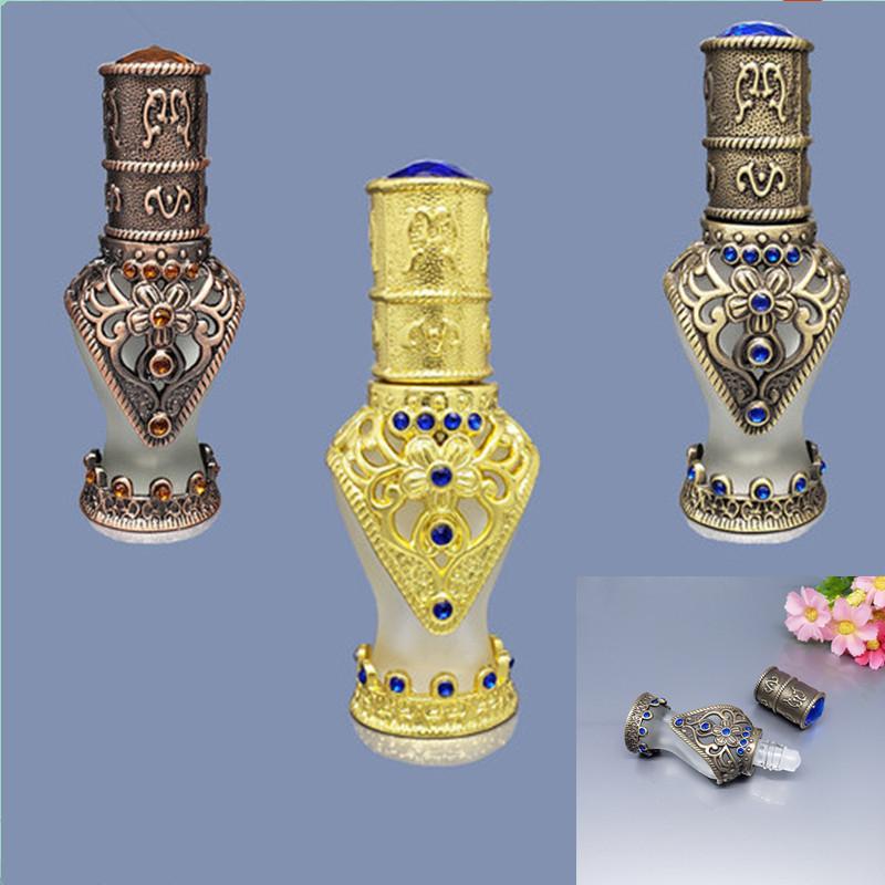 

New Empty Essential Oil Bottle 8ml Roll On Bottles For Essential Oils Slender Waist Bottles With Gem Makeup Packing