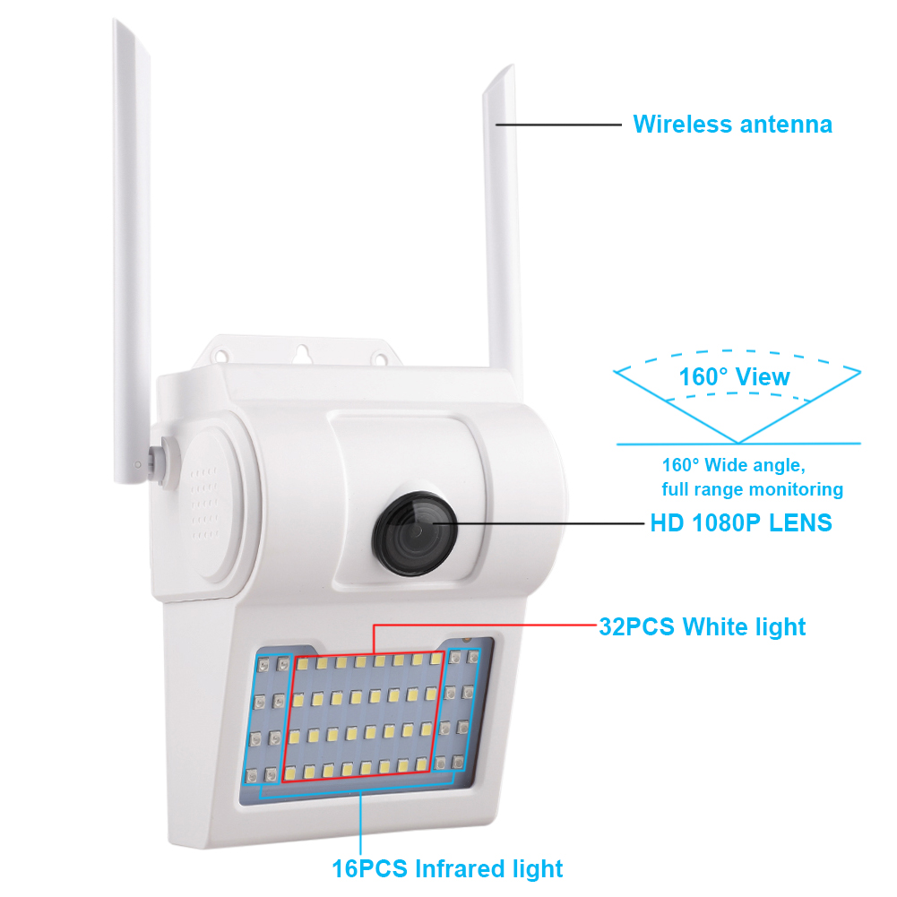 

Outdoor WiFi IP Camera 1080P HD Wireless Camera 32 LED Light IR Audio Video IP66 Waterproof Home Garden CCTV Security Cam