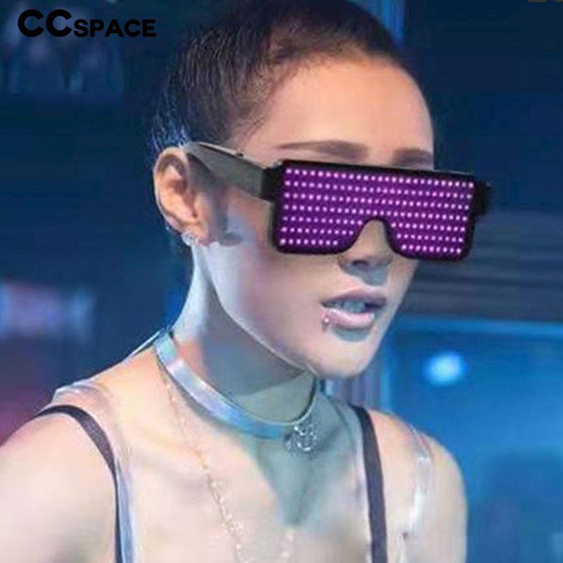 

47983 LED Display Charging Color Sunglasses Men Women Fashion Shades UV400 Vintage Glasses