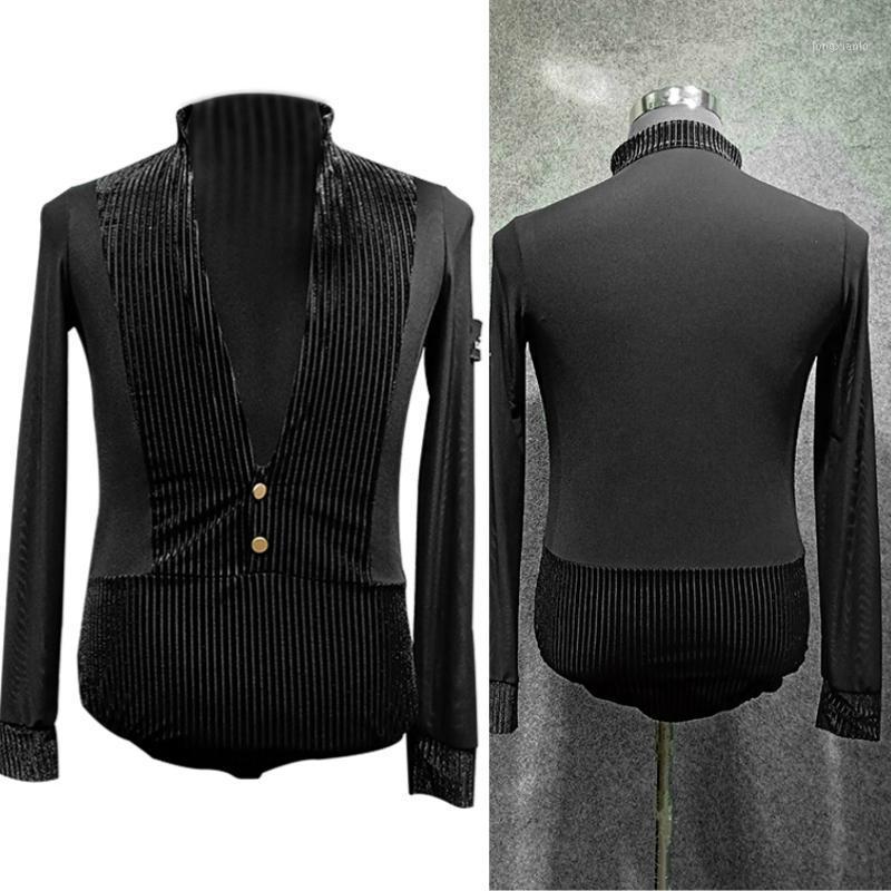 

Latin Dance Men's Top for Dancing Black Camisas De Hombre Dance Wear Shirt for Male Bodysuit Costumes Men Adult1, White