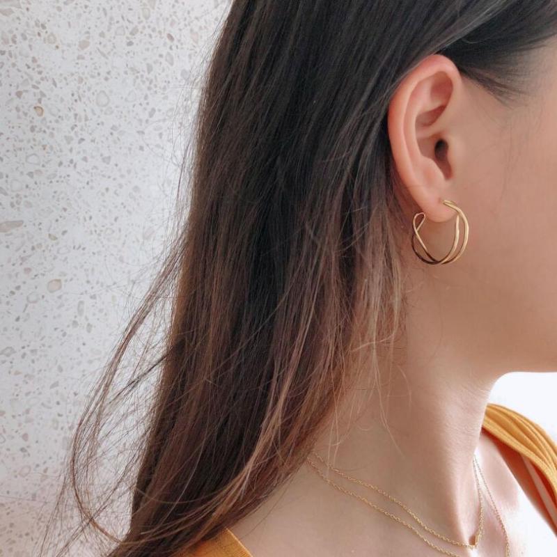 

925 Sterling Silver Hip Hop Round Earrings for Women Large Circle Twist Piercing Hoop Earring Dropship Suppliers